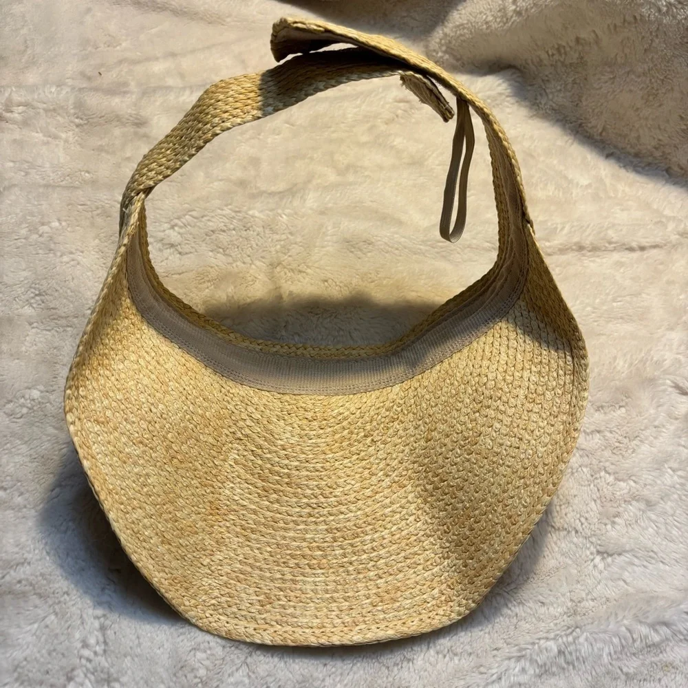 🇺🇸 NEW Visor Tan Woven Hat Straw Fold-Up Travel Beige Sun Protection